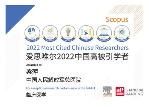 梁萍教授入選2022中國高被引學者榜單 引領介入超聲領域創新研究